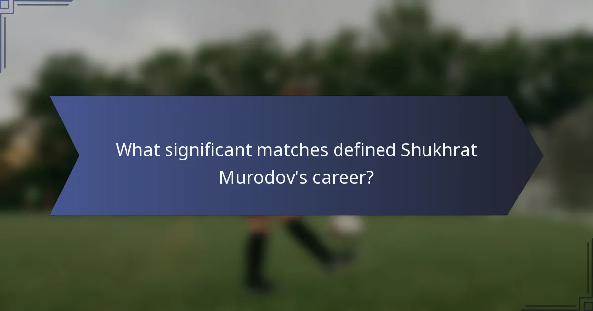 What significant matches defined Shukhrat Murodov's career?