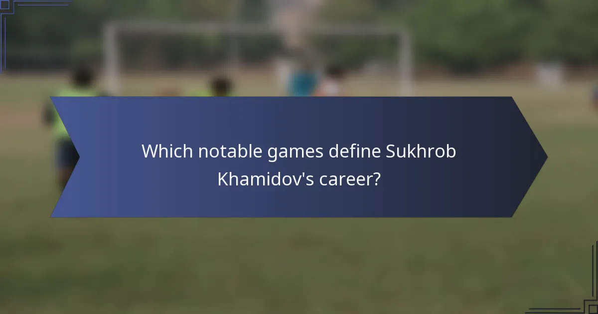 Which notable games define Sukhrob Khamidov's career?