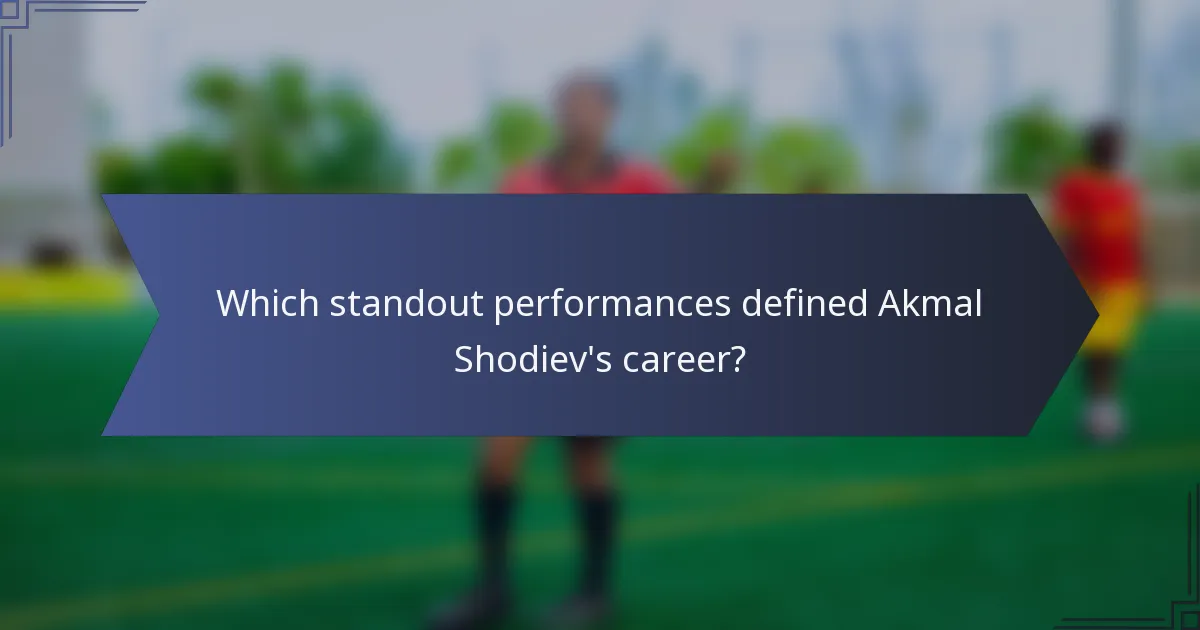 Which standout performances defined Akmal Shodiev's career?